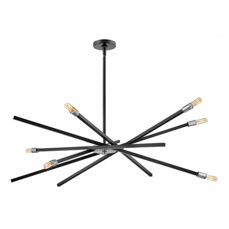 6 Light Large Chandelier in Modern-Scandinavian Style 42.5 inches Wide By 42.5 inches High-Satin Black Finish Bailey Street Home 81-Bel-3087831