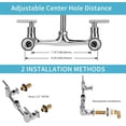 thumbnail image 2 of 8" Center Wall Mount Kitchen Faucet with 12" Swivel Spout, 2 Handle Commercial Restaurant Sink Faucet for Compartment Sink & Home Kitchen Sink, Chrome Finish, 2 of 13