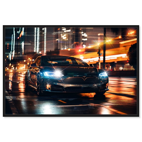 Ludicrous Racing Car Print Man Cave Canvas Wall Art by Notoriart, Black Floater Frame, 15"x10"