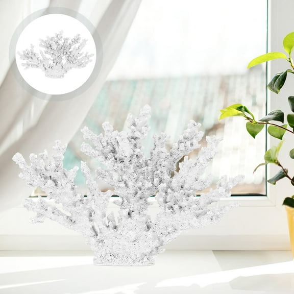 USHOBE 1Pack Compact White Coral Decor for Home Resin Coral Sculpture for Wedding