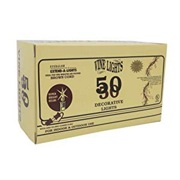 J Hofert 50 Light String Brown Wire Indoor Christmas String Lights - Warm White - 50 Count