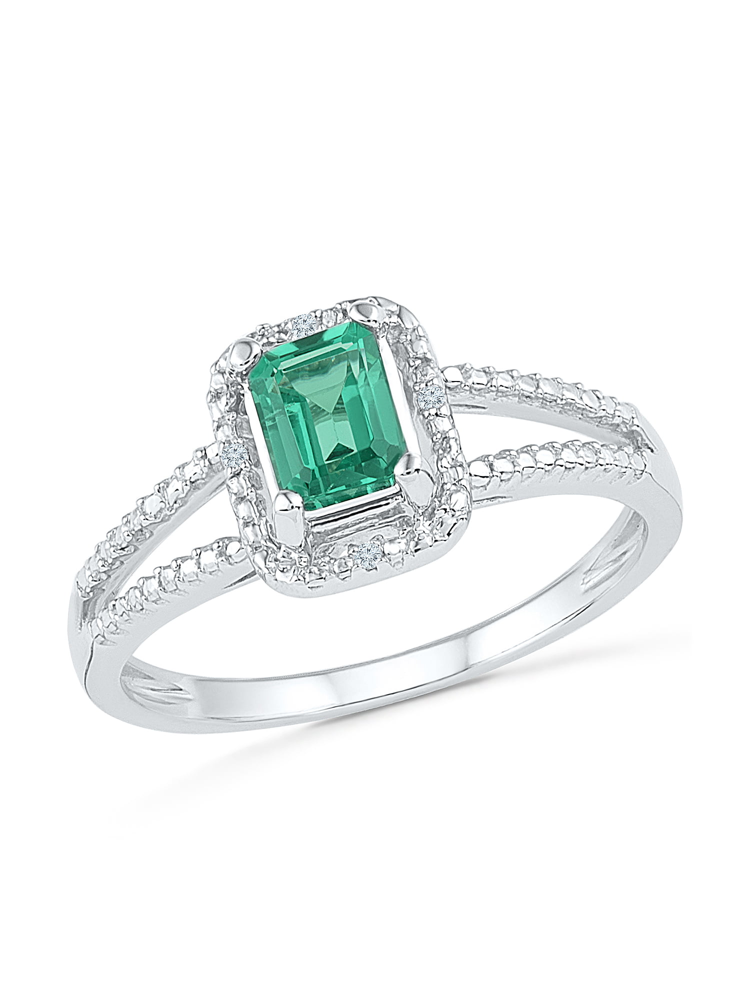 0.01 CTTW STERLING SILVER LAB CREATED EMERALD ENGAGEMENT RING - Walmart.com