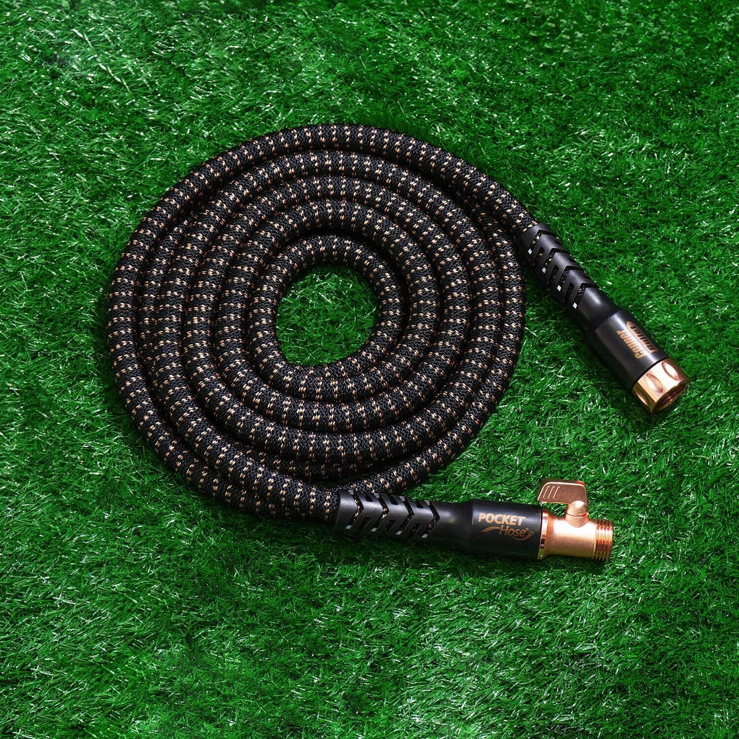 Pocket Hose Copper Bullet Expandable Garden Hose w/10 Pattern Thumb Spray Nozzle AS-SEEN-ON-TV 50 FT 650psi 3/4 in Patented Lead-Free Ultra-Lightweight Solid Copper Anodized Aluminum Fittings No-Kink