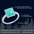 thumbnail image 2 of Gem Stone King Sleeping Beauty Green Turquoise Ring for Women | 925 Sterling Silver | 10MM Square Cabochon | Fine Jewelry Gifts for Her Mom Women Wife (Size 5), 2 of 6