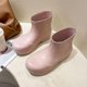 thumbnail image 2 of Botas de agua de barril bajo, punta redonda, zapatos de cabeza grande, Botas de lluvia, botas de agua de Eva aumentadas con parte inferior gruesa, 2 of 5
