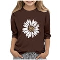 thumbnail image 2 of jobturf Shirts for Girls Trendy Flower Graphic Tees Casual Lightweight Summer Blouses Comfy Loose 3/4 Sleeve Tops Size 3-12 Years, 2 of 5