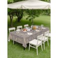 thumbnail image 4 of Outdoor Tablecloth with Umbrella Hole for Patio/Picnic/Party/Camping, Blue Beige Flowers Waterproof Table Cloth Rectangle Table Cover Washable, Boho Vintage Ethnic Floral Geometric (60"x 84"), 4 of 9