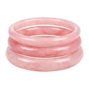 3Pcs Pink Jade Bangle Bracelet for Women, Natural Pink Jade Bracelets Set 62-64mm, Good Luck Healing Feng Shui Jewelry with Elegant Gift Box, Gifts for Mother Grandmother Christmas Birthday