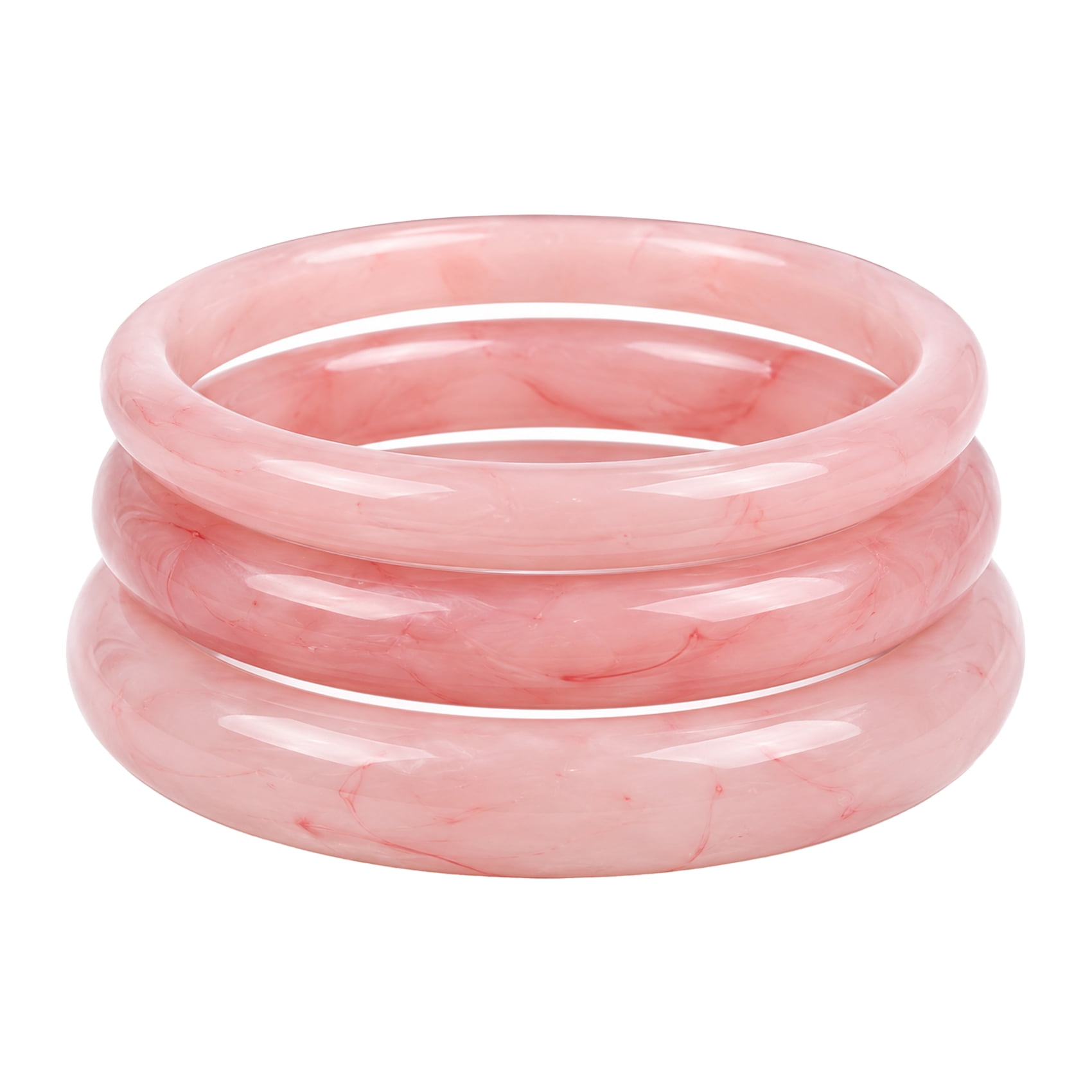 3Pcs Pink Jade Bangle Bracelet for Women, Natural Pink Jade Bracelets Set 62-64mm, Good Luck Healing Feng Shui Jewelry with Elegant Gift Box, Gifts for Mother Grandmother Christmas Birthday