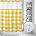 thumbnail image 2 of No Hook Shower Curtain, Yellow Gradient Shower Curtains for Bathroom with See Through Top Window, Farm Plaid Buffalo Checkered Gingham Waterproof & Washable Bath Curtain Extra Long 72"x84", 2 of 9