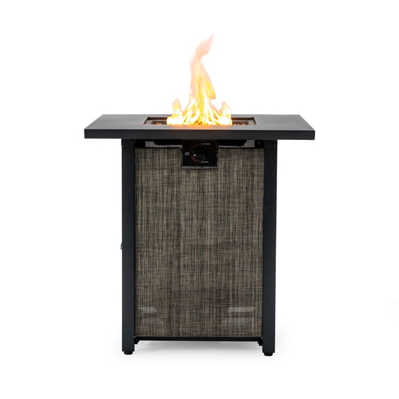 TheEshow 28 in x 28 in 50000 BTU Propane Black Finish Steel Fire Pit Table with Adjustable Flame