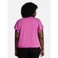 thumbnail image 3 of Terra & Sky Women's Plus Size V Neck Tee with Short Flutter Sleeves, Size 0X-4X, 3 of 5