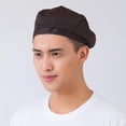 thumbnail image 5 of Strip Grid Print Unisex Beret Hat Chef Catering Cook Baker Waiter Skull Cap, 5 of 5