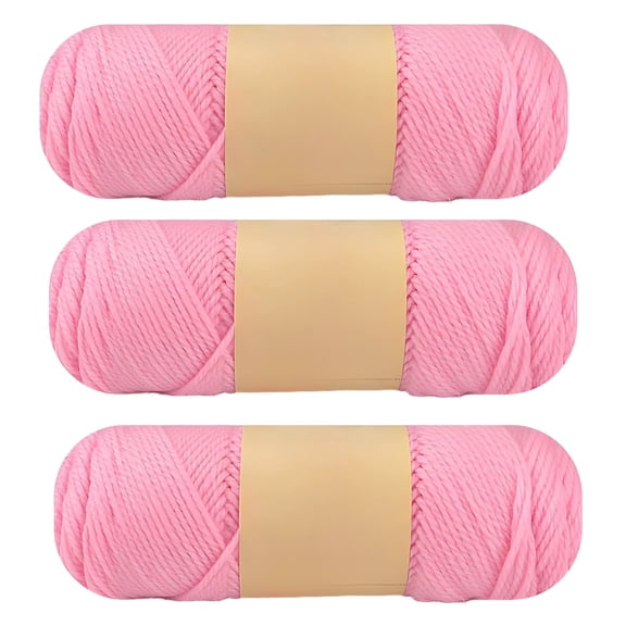 3 Pcs Wool Yarn, Soft & Skin-Friendly, Each Skein, Medium Weight, Light Pink Macaron Color Knitting & Crochet Yarn for Scarves, Hats, Sweaters, DIY Craft Projects