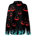 thumbnail image 4 of Women's Halloween Pumpkin Print Button Down Shirt, Long Sleeve Casual Blouse, Festive Holiday Tops for Party and Daily Wear, 4 of 5