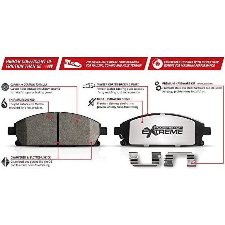 Power Stop Z36 Rear Carbon-Fiber Ceramic Brake Pads For 2017–2024 Ford Super Duty F-450/F-550/F-600 – Perfect For Towing, Hauling & Off-Road