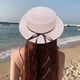 thumbnail image 5 of Sombrero de paja para mujer con circunferencia de 56-58 cm, sombrero para el sol con lazo de cinta, sombrero de copa plana para exteriores, sombrero para el sol con protección solar, 5 of 5