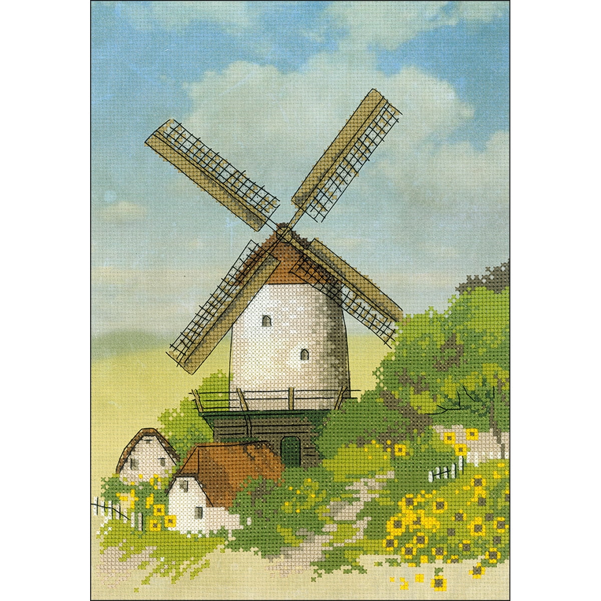 RIOLIS Stamped Cross Stitch Kit 8.25"X11.75"Windmill (14 Count