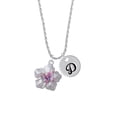 thumbnail image 2 of Delight Jewelry Silvertone Pink & Purple Butterfly on Large Flower Silvertone Script Initial Disc - D - Charm Necklace, 20"+3", 2 of 4