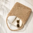 thumbnail image 5 of OCCOA Handmade Woven Beach Hollow Casual Handbag Large Capacity, Woven Tote Shoulder Bag for Summer Vacation, Boho Beach Accessory, Brown, 5 of 7