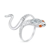 AFFY Simulated Citrine & CZ Snake Womens Band 14k White Gold Over 925 Sterling Silver