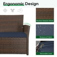 thumbnail image 5 of FHFO Patio Outdoor Furniture 4 Pieces Sectional Sofa Set Balcony Furniture Wicker Rattan Chairs with Table and Loveseat for Garden, Porch, Backyard, Brown Wicker/Blue Cushion, 5 of 8