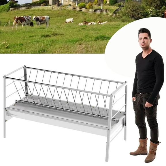 77 Gallon Livestock Goat Feeder, Animal Pasture Feeder with Heavy Duty Structure, Goat Hay Storage Feeder for Barn, Cows, Hogs