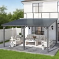 thumbnail image 4 of AECOJOY 14' x 12' Hardtop Patio Gazebo Wall Mounted, Heavy Duty Outdoor Pergola on Clearance with Galvanized Steel Roof, Waterproof Metal Grill Gazebo for Backyard, 4 of 6