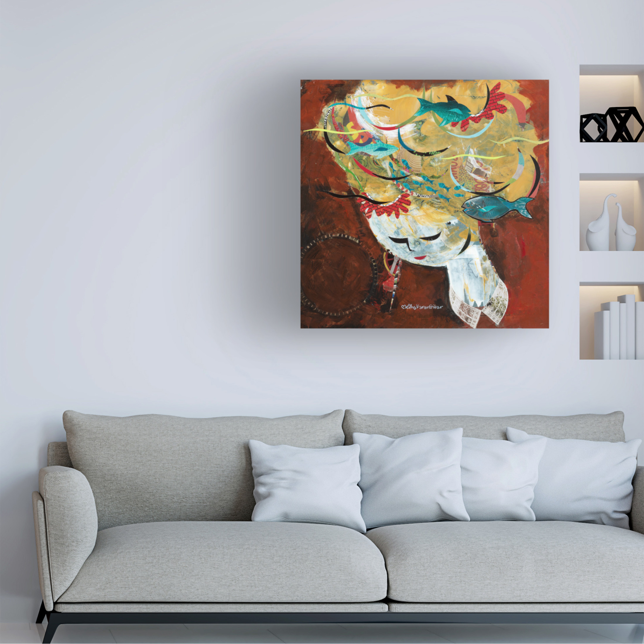 Canvas Wall Art - Medha Karandikar 'Sea Thoughts' Wall Art for Living Room, Bedroom, or Office Décor by Trademark Fine Art - 24 x 24 Inches