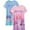 Blue + Pink, variant on WIBACKER 3-14Y 2-Pack Girls Nightgowns Short Sleeve Nightdress Kids Cute Mermaid Nightie Dress Summer Pajamas