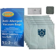 EnviroCare Replacement Anti-Allergen Bags for Miele Canisters Style G N 5 pack with 2 Filters