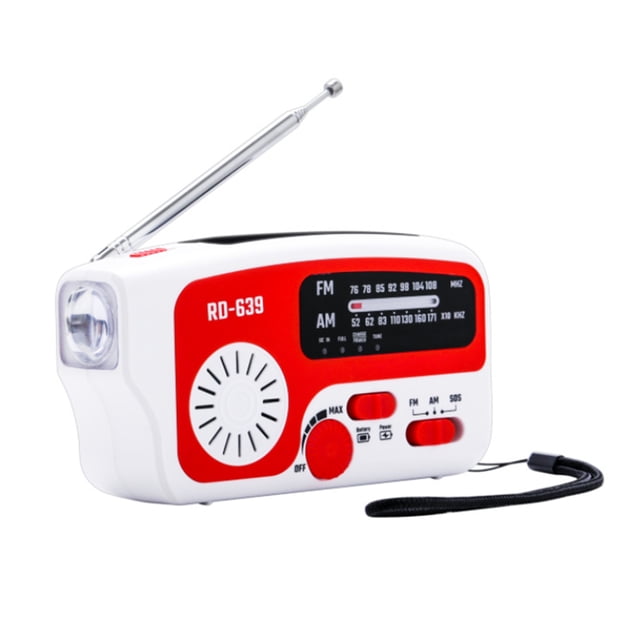 Radio de emergencia AM/FM Radio de manivela Radio portátil solar recargable con linterna LED Carevas Equipo de radio