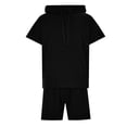 thumbnail image 5 of RUTAYY Men's Outfits Tracksuit 2 Piece Solid Color Hooded Athletic Sweatsuit Short Sleeve Tee Casual Sports Shorts Playful Vacation Clothing Sets, 5 of 8