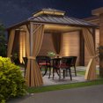 thumbnail image 3 of Costway Pavillon à Toit Rigide 10 X 10 Pi avec Rideau, Double Toit Robuste en Métal Galvanisé, 3 of 9