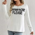 thumbnail image 6 of Sweaters for Women Pullover Oversized Knit Casual Cozy Dark Academia Fall Outfit Women's Champagne Please Graphic Sweater Casual Slogan Round Neck Long Sleeve Pullover Tops, 6 of 8