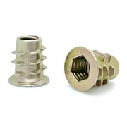 100 Qty 1/4"-20 Zinc Hex Flanged Threaded Inserts For Wood | .512" Length (BCP894)