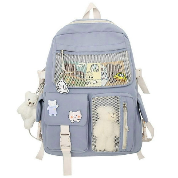Kawaii Backpack with Pin and Accessories for School Bag Girl Backpack