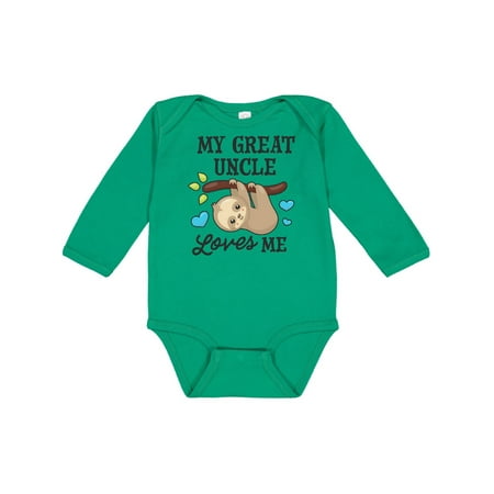 

Inktastic My Great Uncle Loves Me with Sloth and Hearts Gift Baby Boy or Baby Girl Long Sleeve Bodysuit