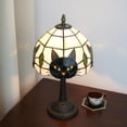thumbnail image 3 of qolami Cat Stained Glass Lamp Black Cat Stained Glass Night Light Vintage Style Bedside Night Lamp Living Room Dining Room Office Decoration Desk lamp Home Decoration, 3 of 6