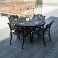 thumbnail image 6 of 48" Outdoor Dining Table Round Patio Table Powder-Coated Cast Aluminum Frame for Garden with Umbrella Hole (Bronze), 6 of 6