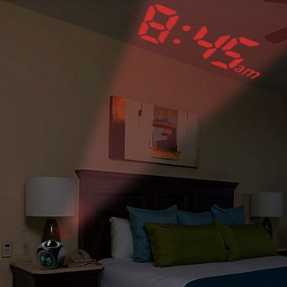 Clock Electronic Desktop Digital Bell Clocks Projector be projected Temperature Display Meter Travel Living Room ℉/℃ Black