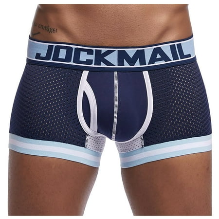 

BIZIZA Stretch Male Comfort Underwear for Men Pouch Soft Briefs Breathable Trunks Dark Blue L