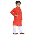 thumbnail image 2 of Chandrakala Kids 100% Cotton Kurta Pyjama Set for Boys Indian Traditional Party Wear Bollywood Style Wedding Dress, Orange (KK101ORA4), 2 of 3