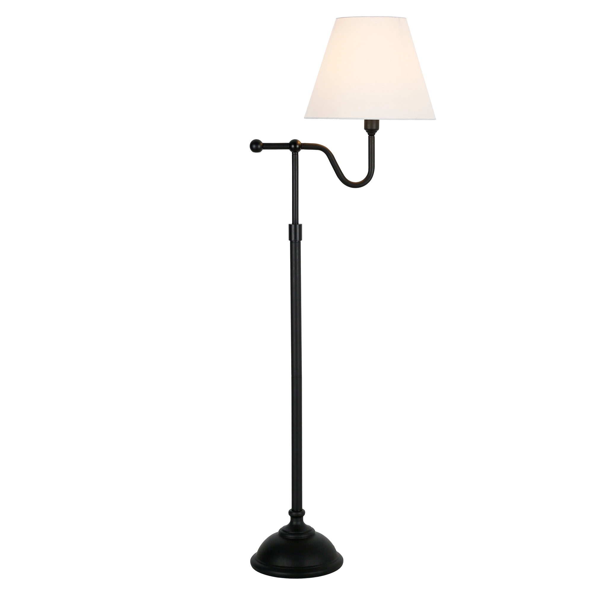 Evelyn&Zoe Wellesley Modern Farmhouse Swing Arm Reading Floor Lamp, Black