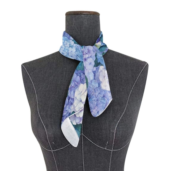 Square Scarf 24x24 Inch Beautiful Blue Hydrangeas Silky Satin Sun Protection Neck Scarf for Women Multi-Purpose Head Wrap Bandana for Hair Bag Decoration