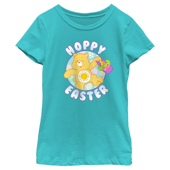 Girl's Care Bears Hoppy Easter Funshine  Graphic Tee Tahiti Blue Large