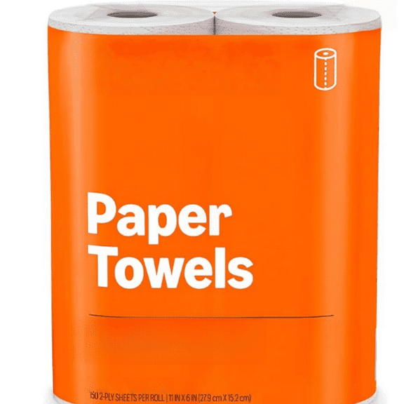 2-Ply  Paper Towels, 2 Basics Rolls = 6 Regular Rolls, Everyday Value with 150 Sheets per Roll
