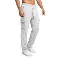 thumbnail image 1 of Ceisia Men's Casual Waffle Knit Drawstring Cargo Pants with Contrast Pockets White S Gifts, 1 of 7