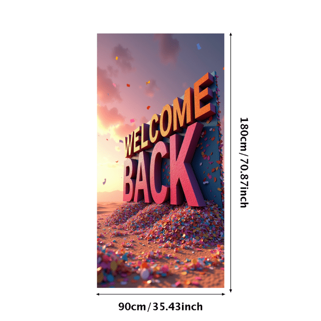 3D Style Welcome Back Banner Party Background Decorations for Reunion Events Celebration Photo Shoots Festival Openings