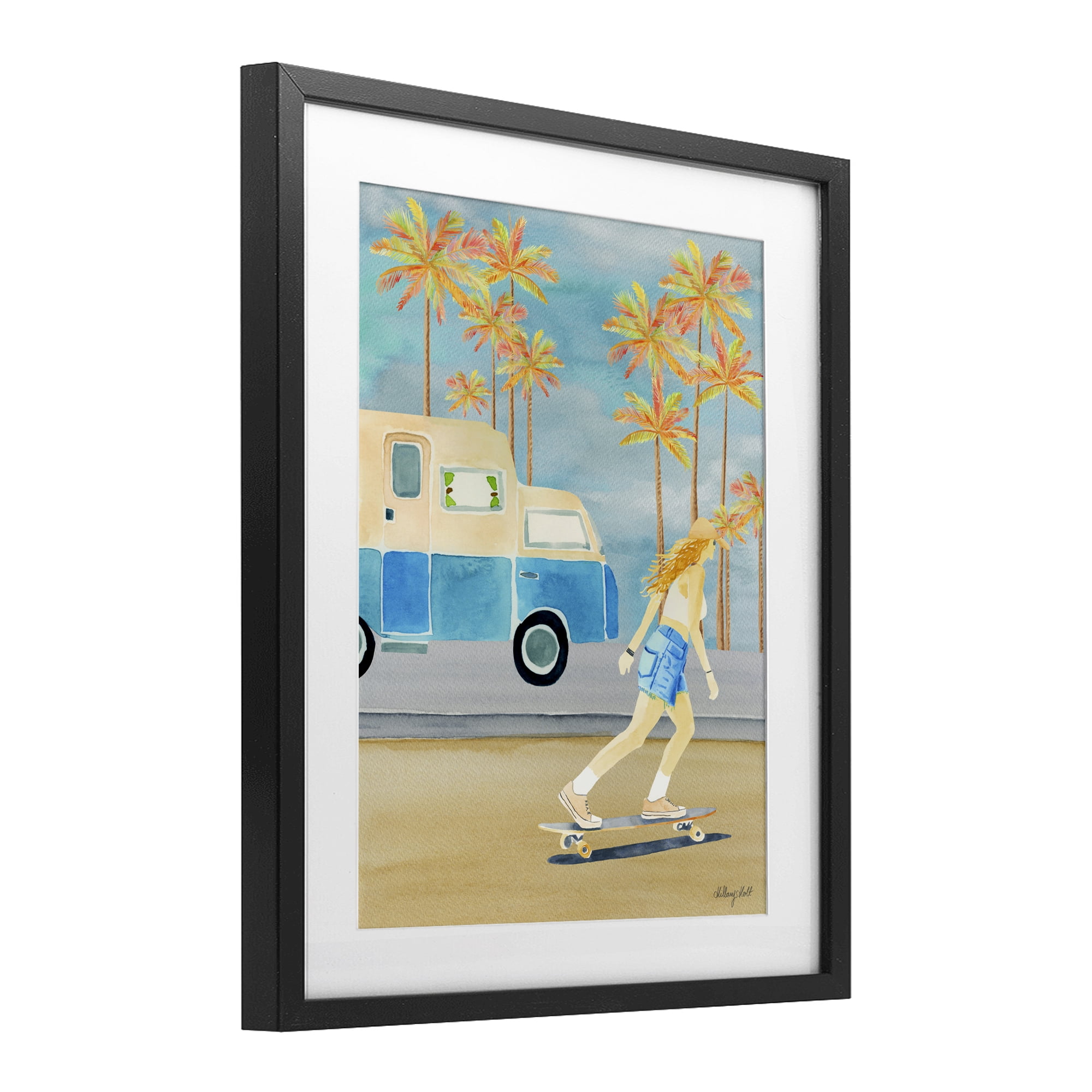 Stupell Industries Santa Monica Road Trip Black Framed Print Under Glass, design by Hillary Holt